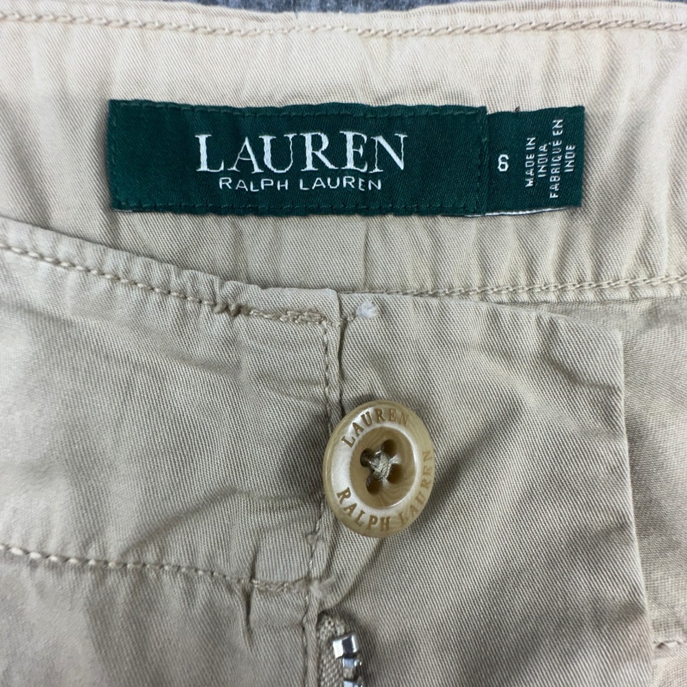 Lauren Ralph Lauren Khaki Tan Utility Crop Pants Straight Leg Size 6 - Picture 4 of 9